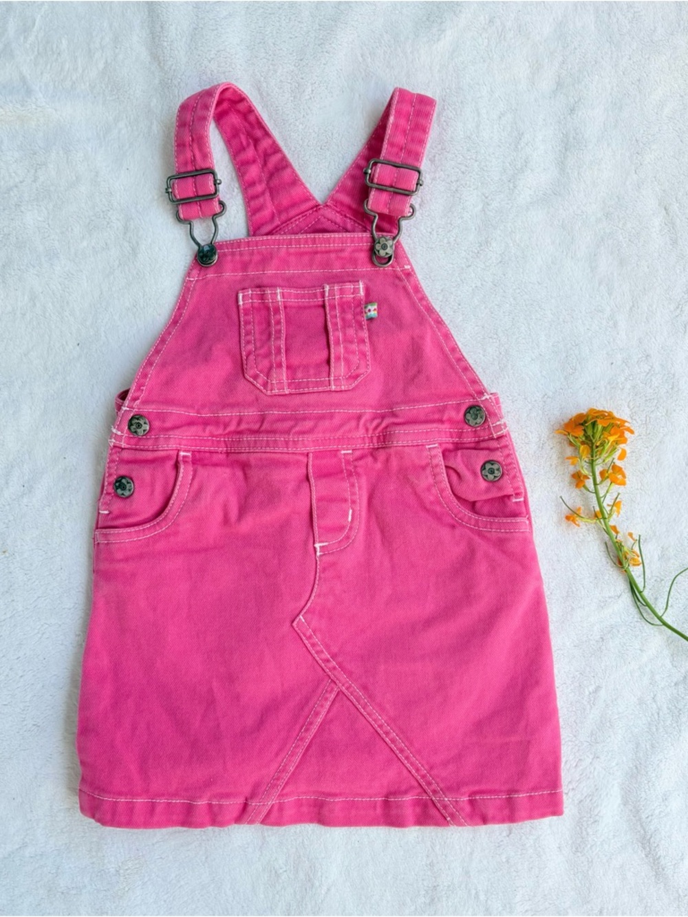 Vintage Carters Pink Girls' Denim Pinafore Dress - Kids Bottoms